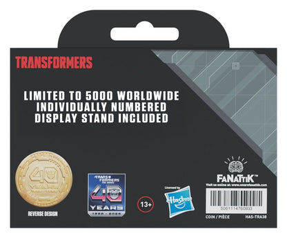 Transformers Sammelmünze The Movie 40th Anniversary Limited Edition 24k Gold Plated