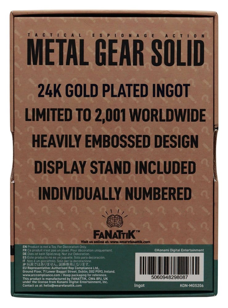Metal Gear Solid 2 Metallbarren Raiden 24k Gold Plated Limited Edition