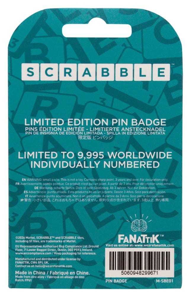 Scrabble Ansteck-Pin Word Nerd Limited Edition
