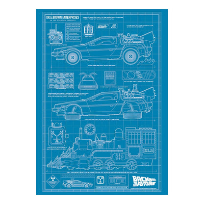 Zurück in die Zukunft Kunstdruck Time Machine Blueprint Limited Edition 42 x 30 cm