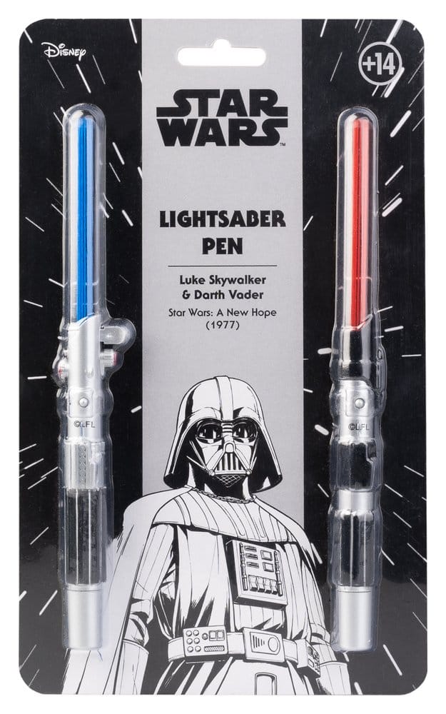 Star Wars Set mit 2 Lichtschwert-Stiften  Luke Skywalker & Darth Vader