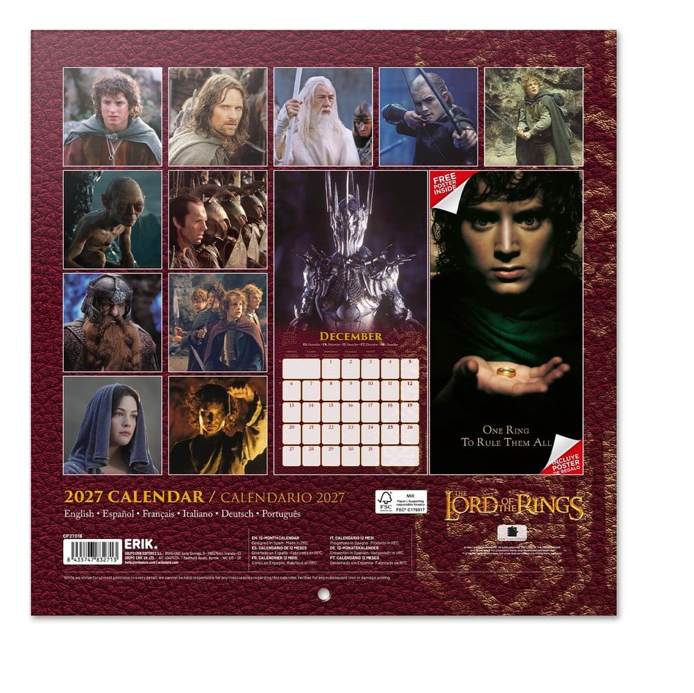 Der Herr der Ringe Wandkalender 2027 30 x 30 cm