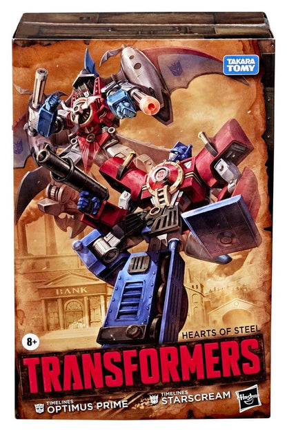 Transformers Timelines Hearts of Steel Comic Edition Actionfiguren Optimus Prime & Starscream 14 cm