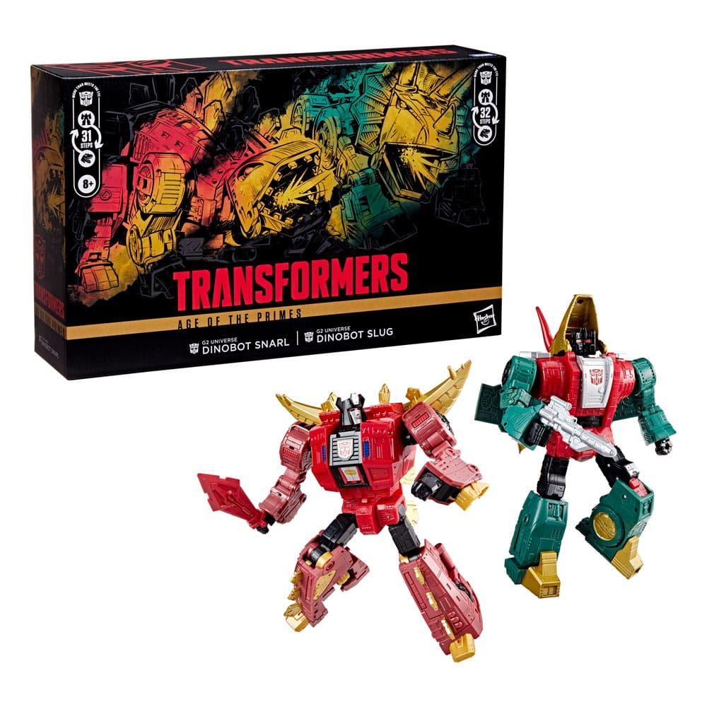 Transformers Age of the Primes Leader Class Actionfiguren 2er-Pack G2 Universe Dinobots Snarl & Slug 19 cm