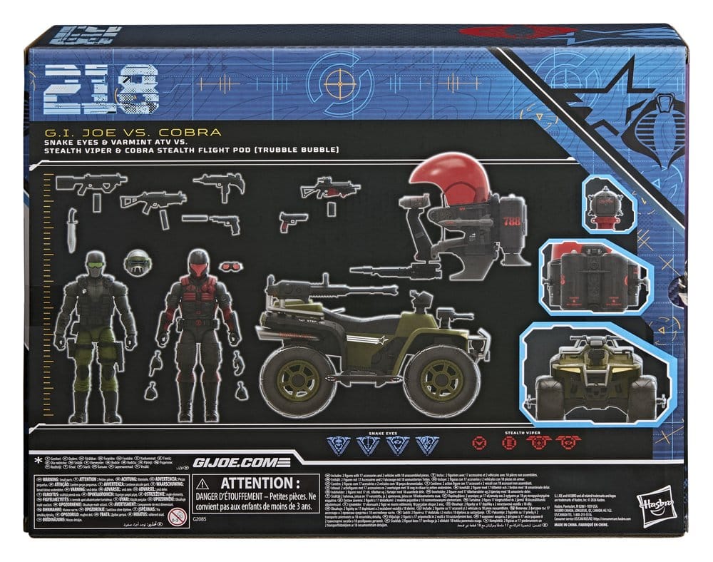 G.I. Joe Classified Series Actionfiguren & Fahrzeuge Set Snake Eyes & Varmint ATV vs. Stealth Viper & Cobra Stealth Flight Pod (Trubble Bubble) 15 cm