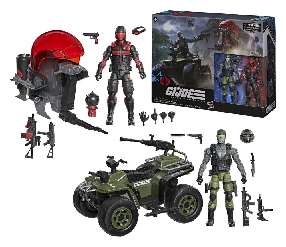 G.I. Joe Classified Series Actionfiguren & Fahrzeuge Set Snake Eyes & Varmint ATV vs. Stealth Viper & Cobra Stealth Flight Pod (Trubble Bubble) 15 cm