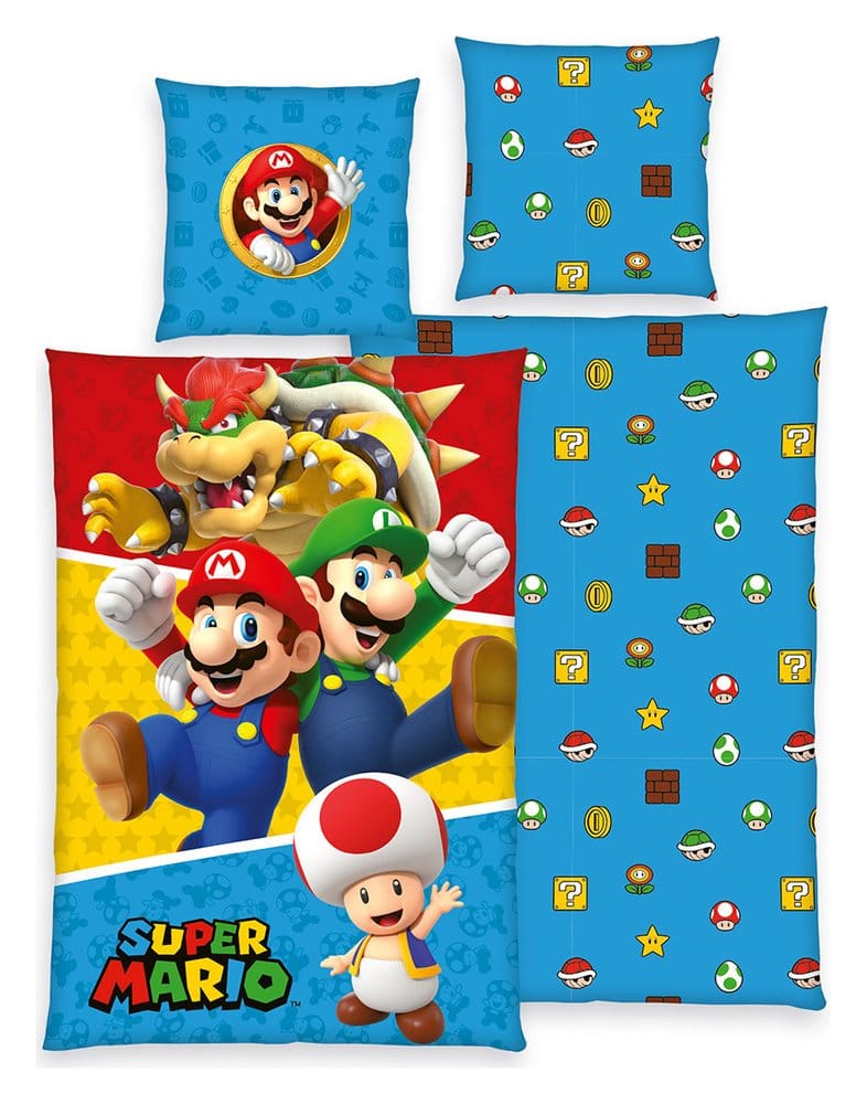 Pokémon Bettwäsche Super Mario (Mario, Luigi, Toad, Bowser) 135 x 200 cm