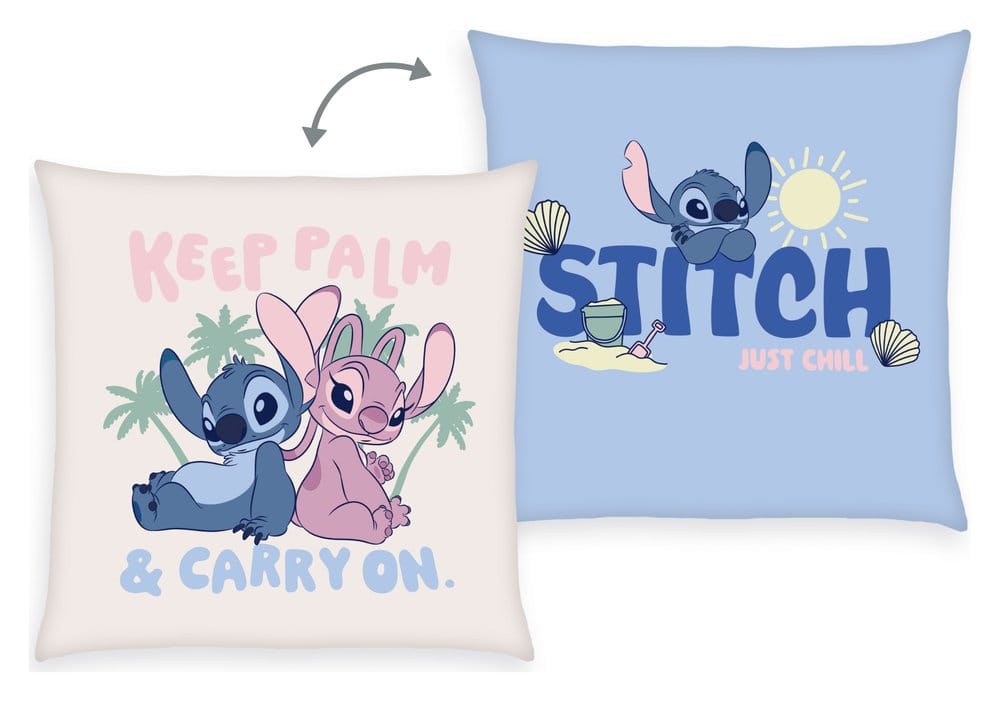 Lilo & Stitch Soft Velboa Kissen Stitch & Angel Keep Palm & Carry On 40 x 40 cm