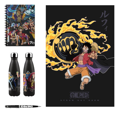 One Piece Aluminiumflasche, Notizbuch, Decke, Stift Geschenkset