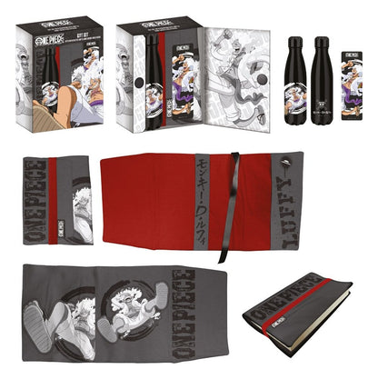 One Piece Stahlflasche, Sticker, Buchumschlag Geschenkset Luffy
