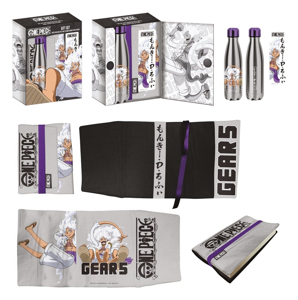 One Piece Stahlflasche, Sticker, Buchumschlag Geschenkset Gears