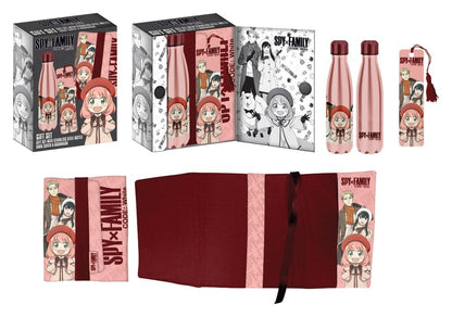 Spy x Family Stahlflasche, Sticker, Buchumschlag Geschenkset Rosa/Rot