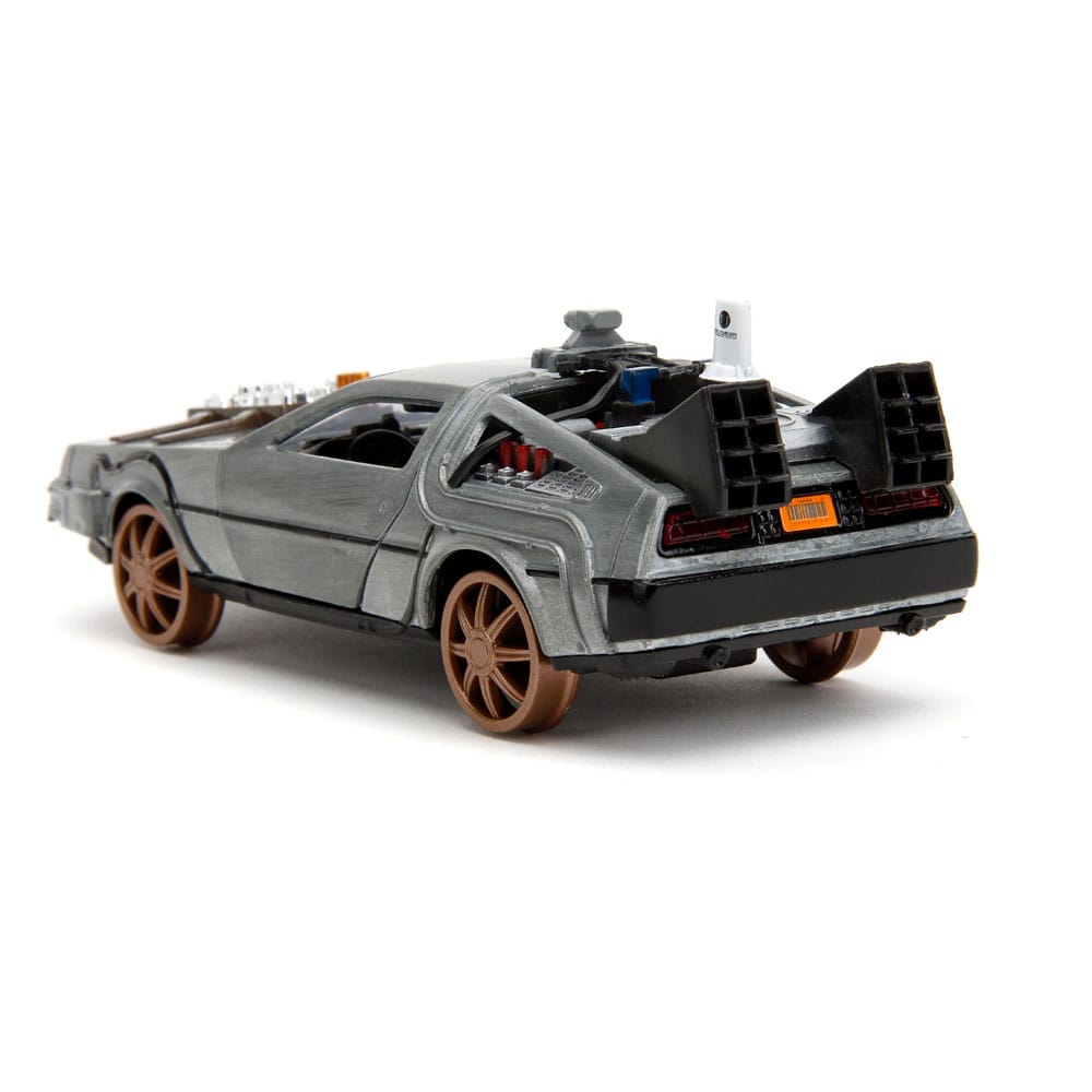 Zurück in die Zukunft III Hollywood Rides Diecast Modell 1/32 DeLorean Time Machine Railroad Wheels