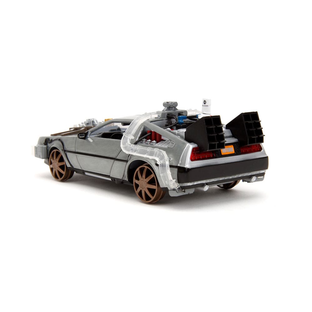 Zurück in die Zukunft III Hollywood Rides Diecast Modell 1/24 DeLorean Time Machine Railroad Wheels