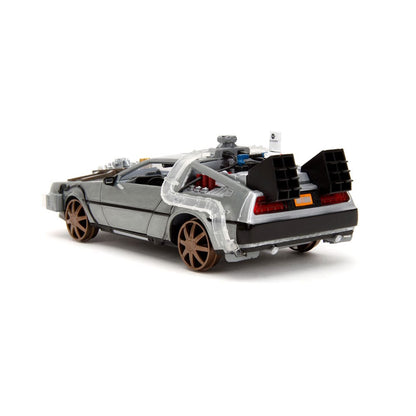 Zurück in die Zukunft III Hollywood Rides Diecast Modell 1/24 DeLorean Time Machine Railroad Wheels