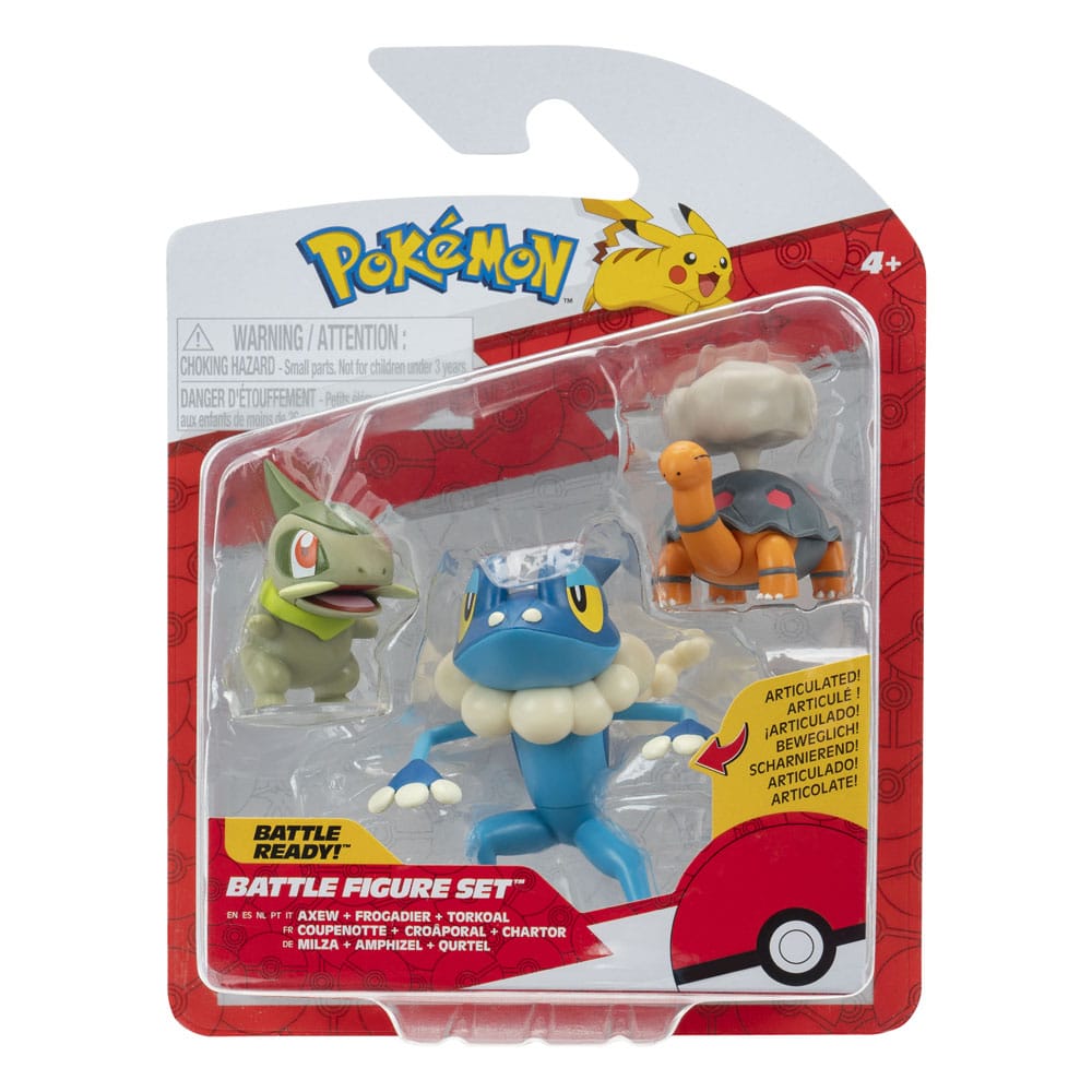 Pokémon First Partner Battle Figure Set Figuren 3er-Pack Qurtel, Milza & Amphizel