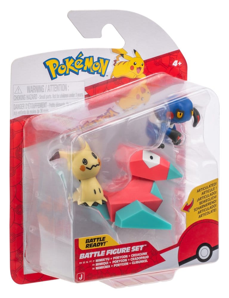 Pokémon Battle Figure Actionfiguren 3er-Pack Mimigma, Porygon & Glibunkel