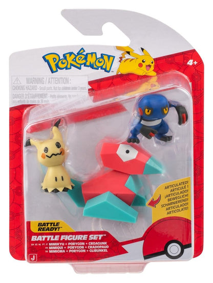 Pokémon Battle Figure Actionfiguren 3er-Pack Mimigma, Porygon & Glibunkel