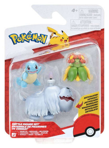 Pokémon Battle Figure Actionfiguren 3er-Pack Schiggy, Gruff & Blubella