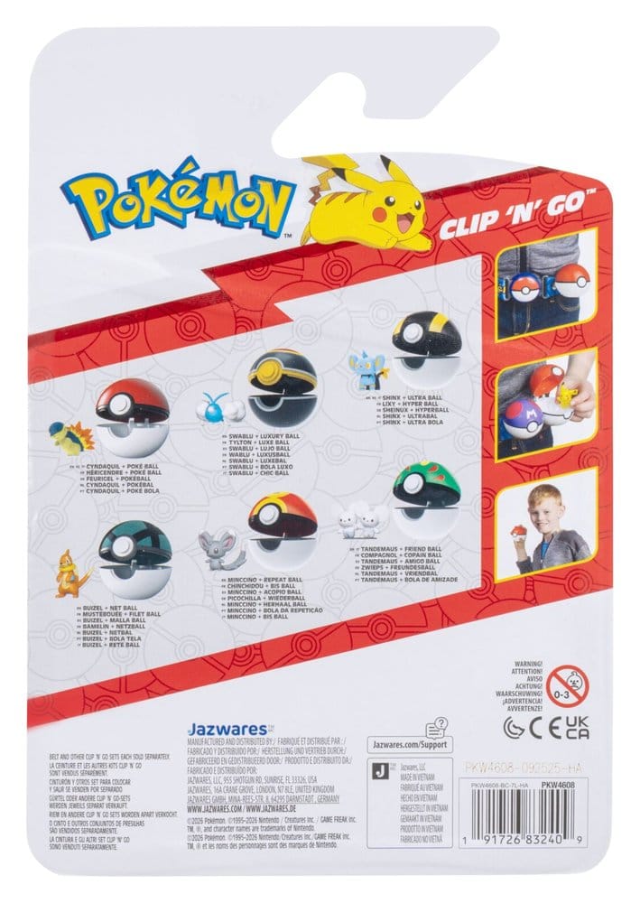 Pokémon Clip 'n' Go Actionfigur Feurigel & Pokéball