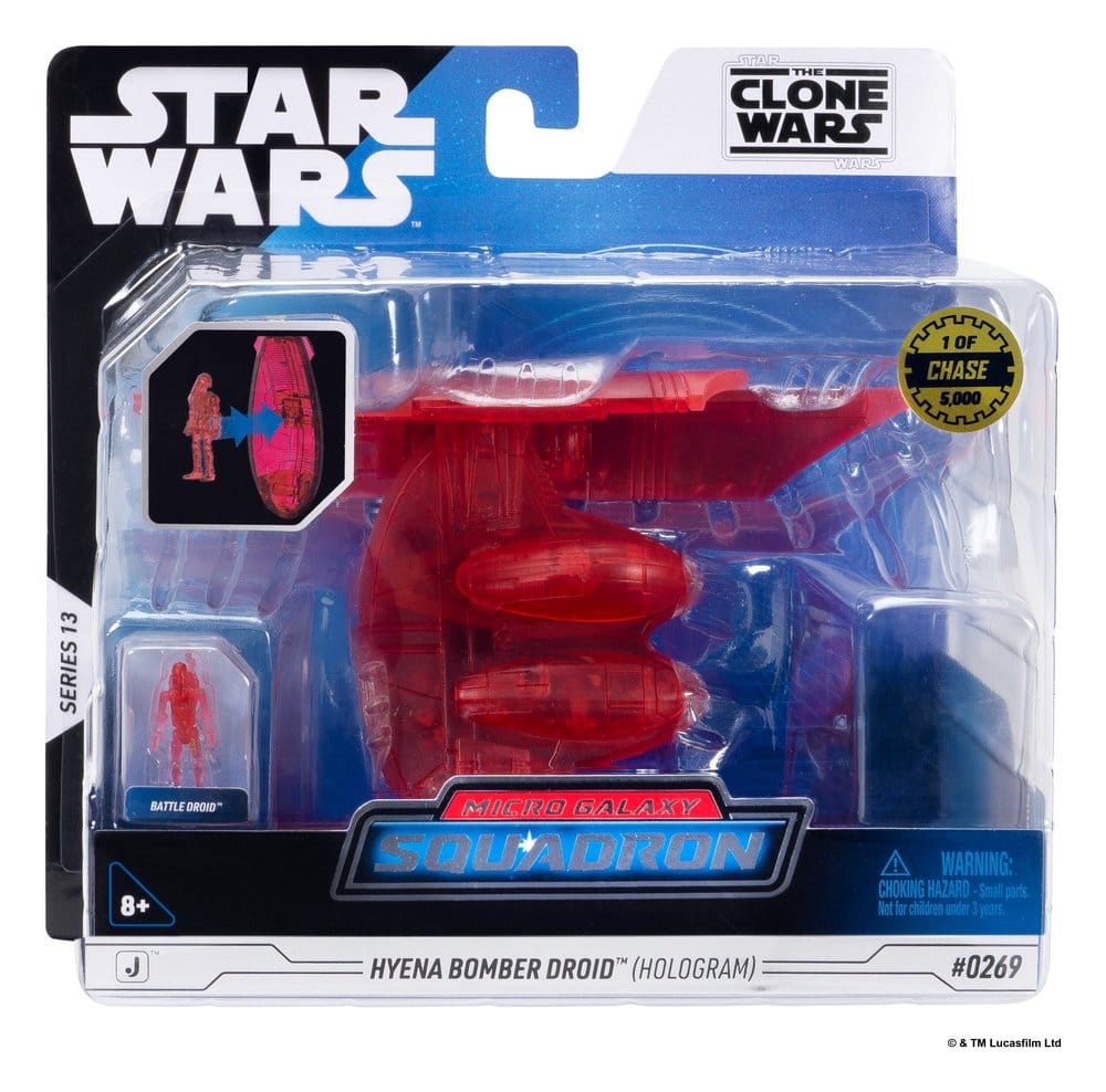 Star Wars Mittelgroßes Fahrzeug & Figuren Set Hyänen-Bomber (Rotes Hologramm) & Kampfdroide (Chase)