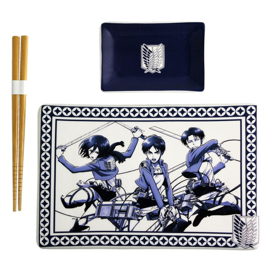 Attack on Titan Keramik Sushi Set mit Essstäbchen