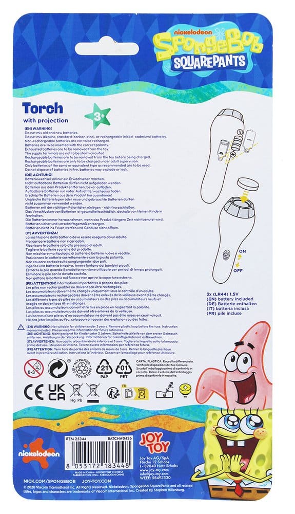 Spongebob Projektions-Taschenlampe mit 4 Motiven
