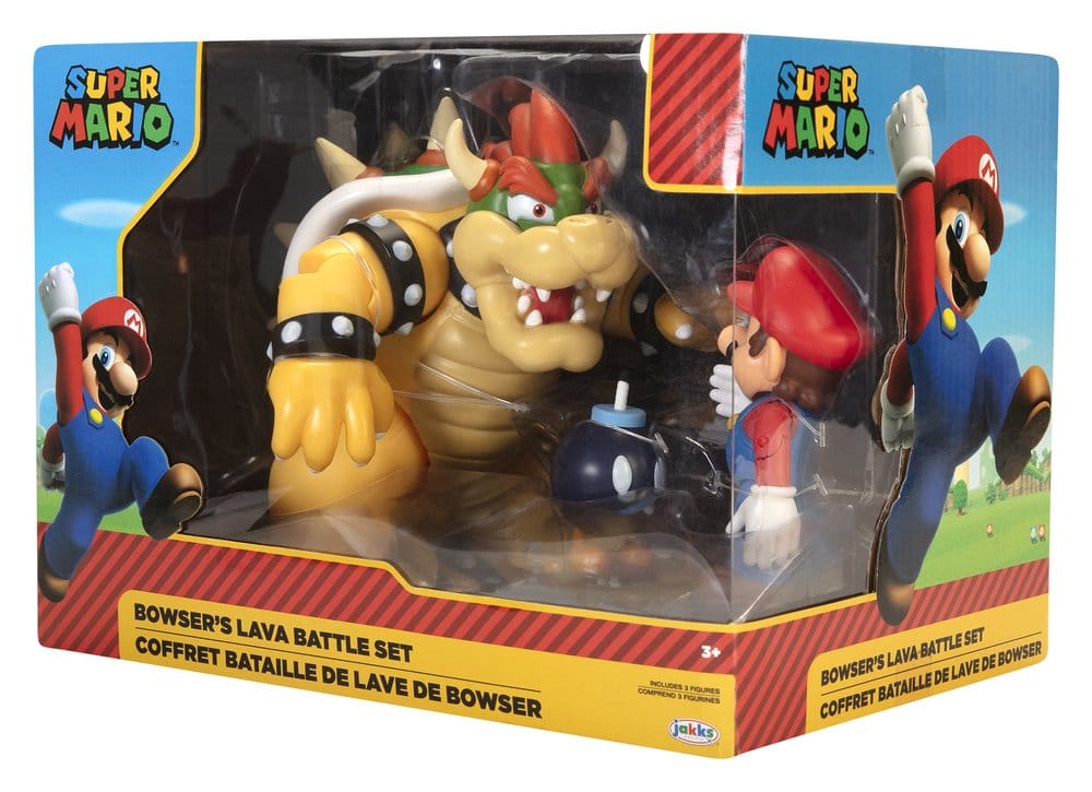 World of Nintendo Actionfiguren 3er-Pack Mario vs. Bowser Lava Battle