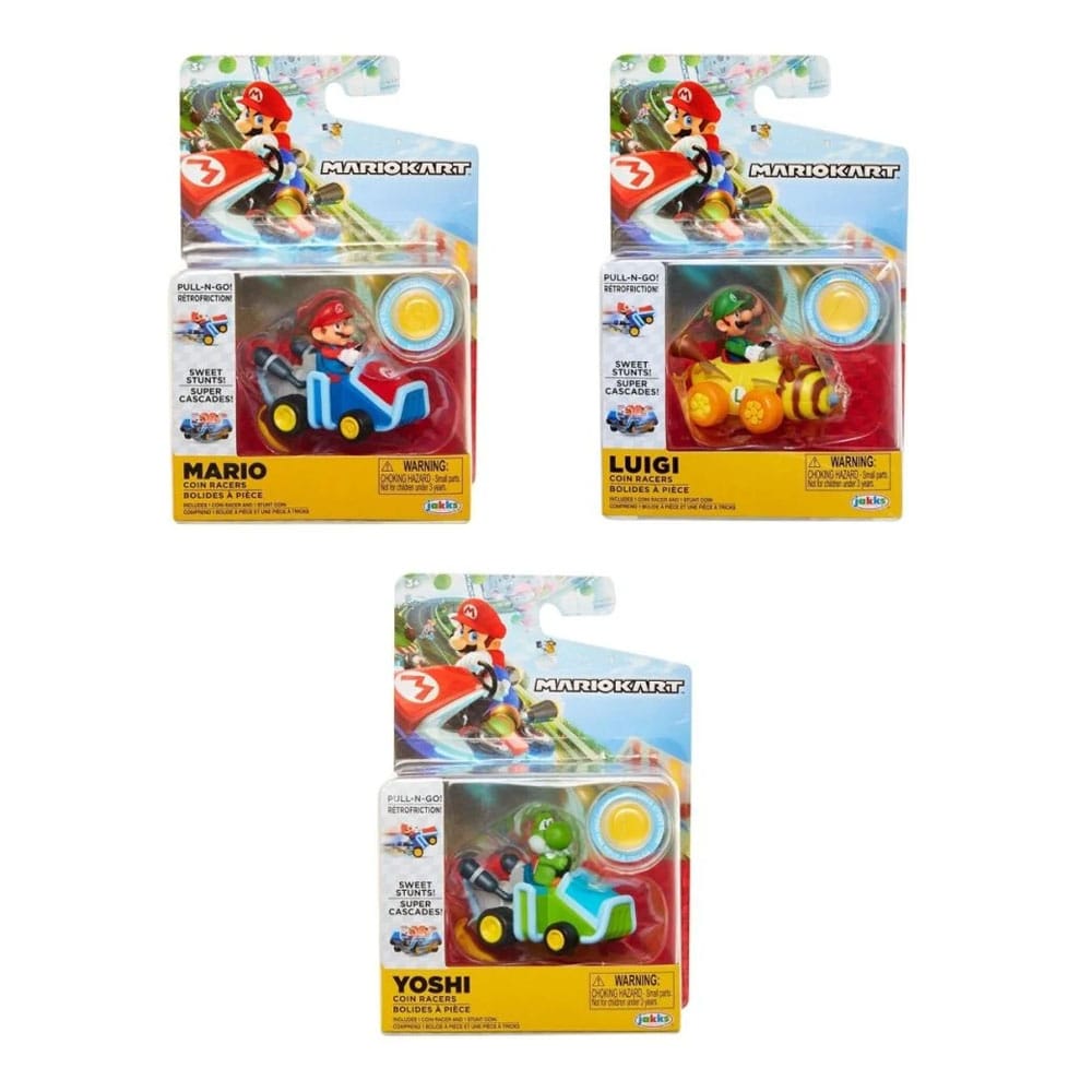 World of Nintendo Super Mario Kart Rückzug-Fahrzeuge mit Figuren Wave 1 Sortiment (12)