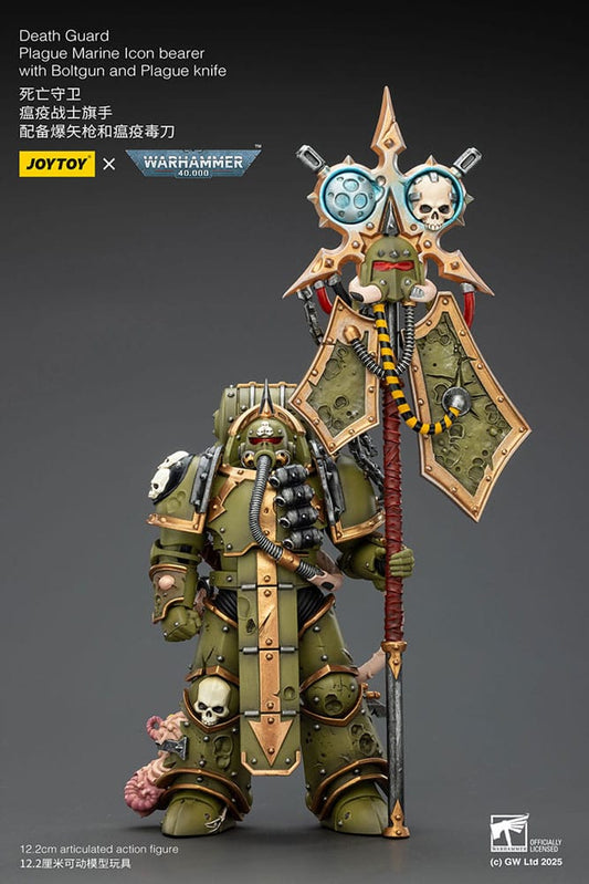 Warhammer 40,000 Actionfigur Death Guard Plague Marine Icon bearer with Boltgun and Plague knife 12 cm