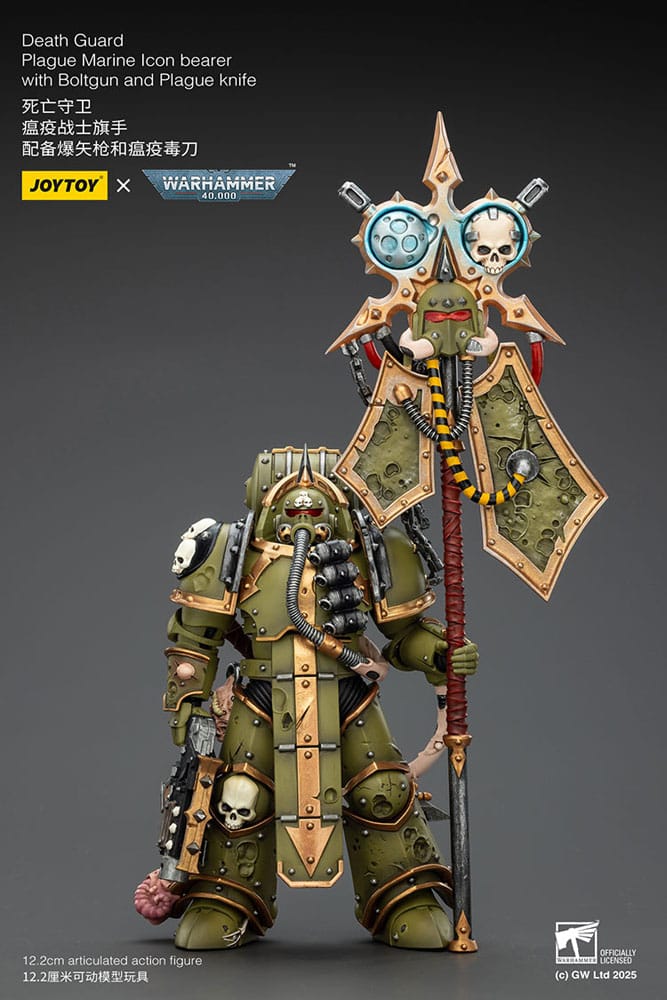 Warhammer 40,000 Actionfigur Death Guard Plague Marine Icon bearer with Boltgun and Plague knife 12 cm