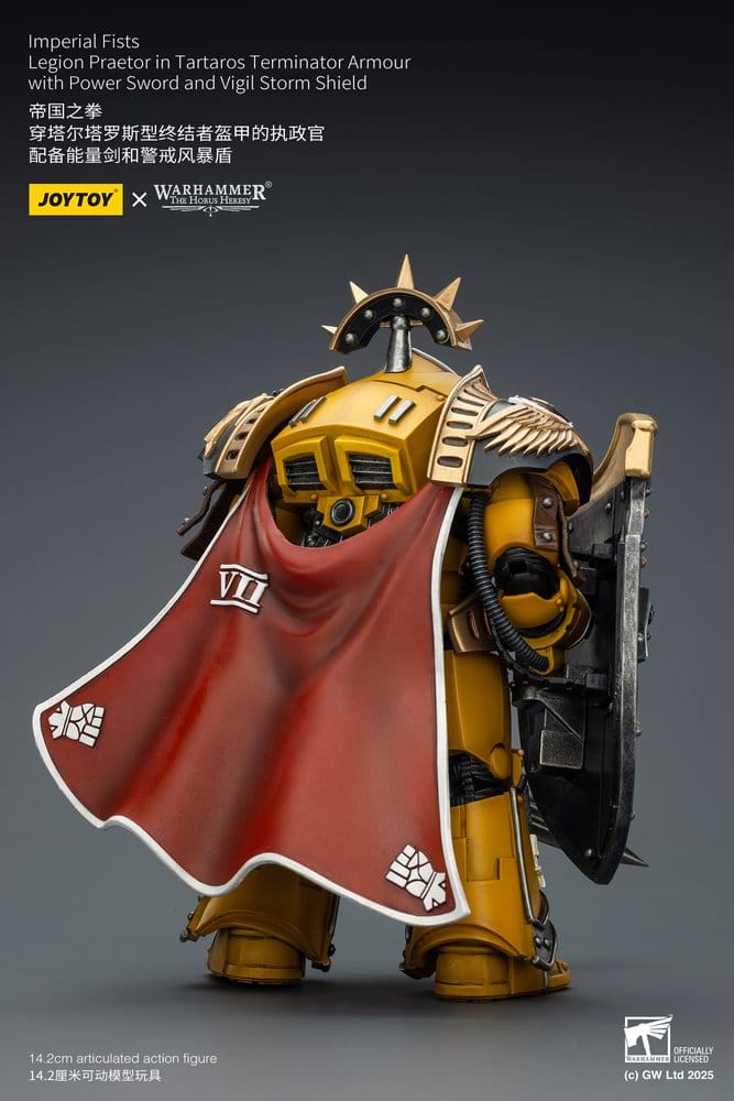 Warhammer Imperial Fists Actionfigur Legion Praetor in Tartaros Terminator Armourwith Power Sword and Vigil Storm Shield 14 cm