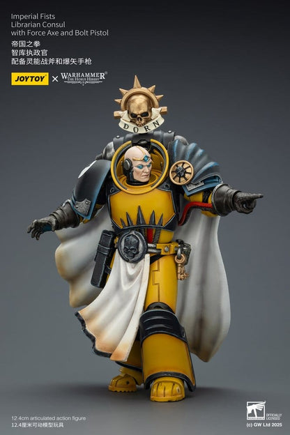 Warhammer Imperial Fists Actionfigur Librarian Consulwith Force Axe and Bolt Pistol 12 cm