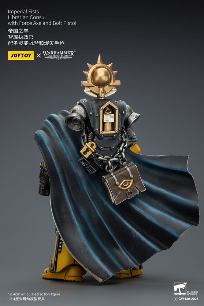 Warhammer Imperial Fists Actionfigur Librarian Consulwith Force Axe and Bolt Pistol 12 cm
