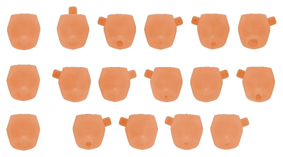Megami Device M.S.G. Zubehör-Set für Plastic Model Kits 1/1 10 Face Set Puni Mofu 01 Skin Color E