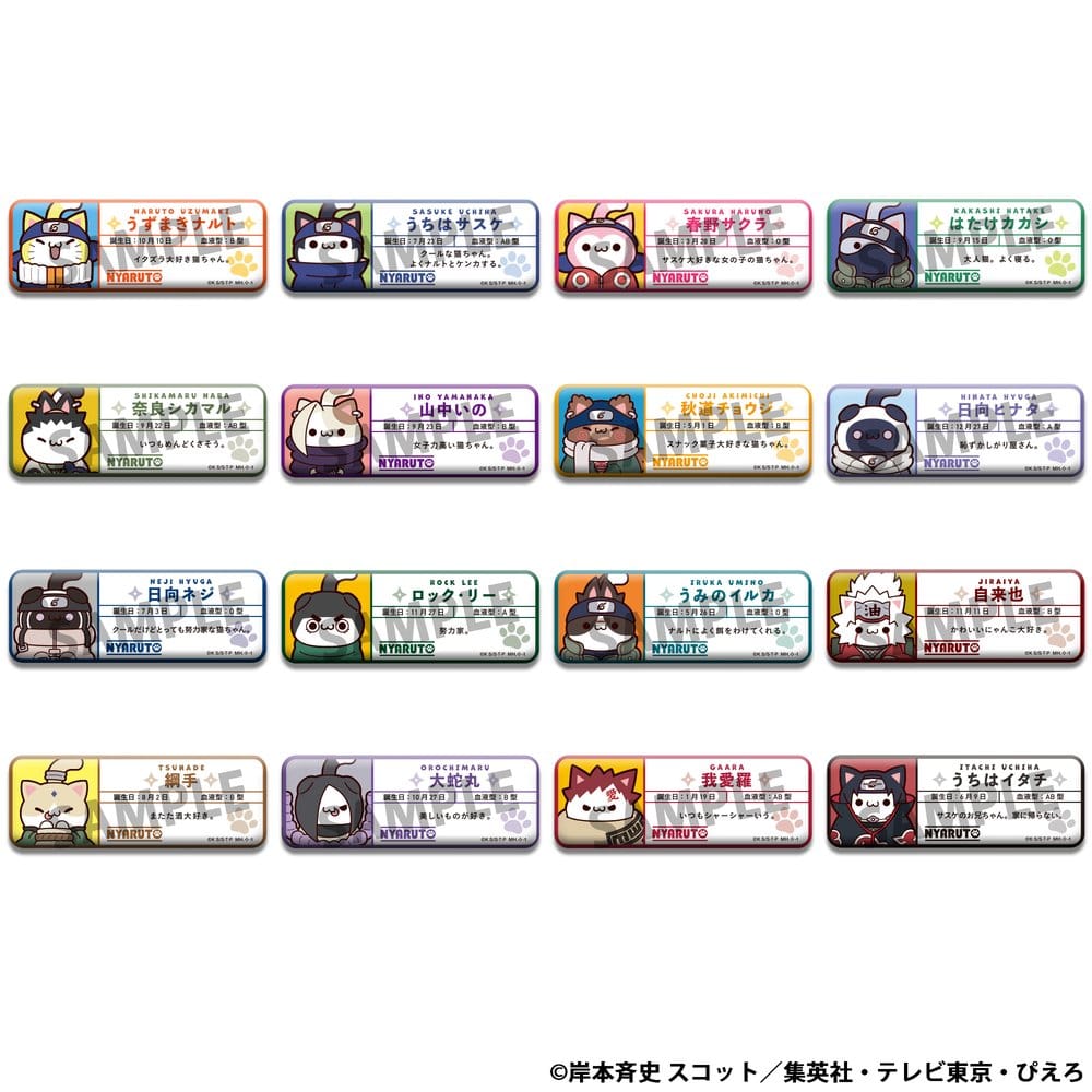 Naruto Mega Cat Project Nyaruto! Metall Ansteck-Buttons Name 5 cm Sortiment (16)