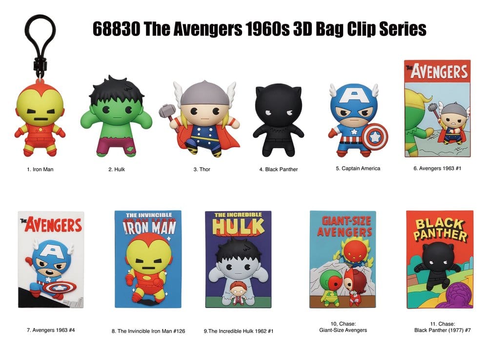 Marvel 3D PVC-Taschenanhänger Serie 1 Avengers 60th Comic Covers Blind Bag Display (24)