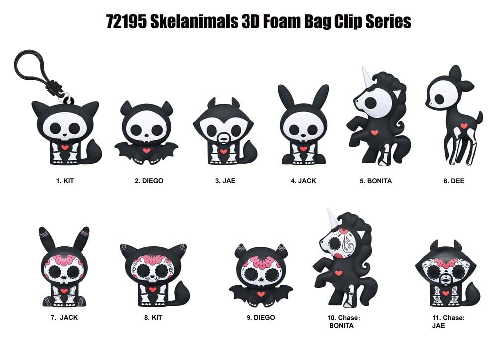 Skelanimals 3D PVC-Taschenanhänger Serie 1 Blind Bag Display (24)