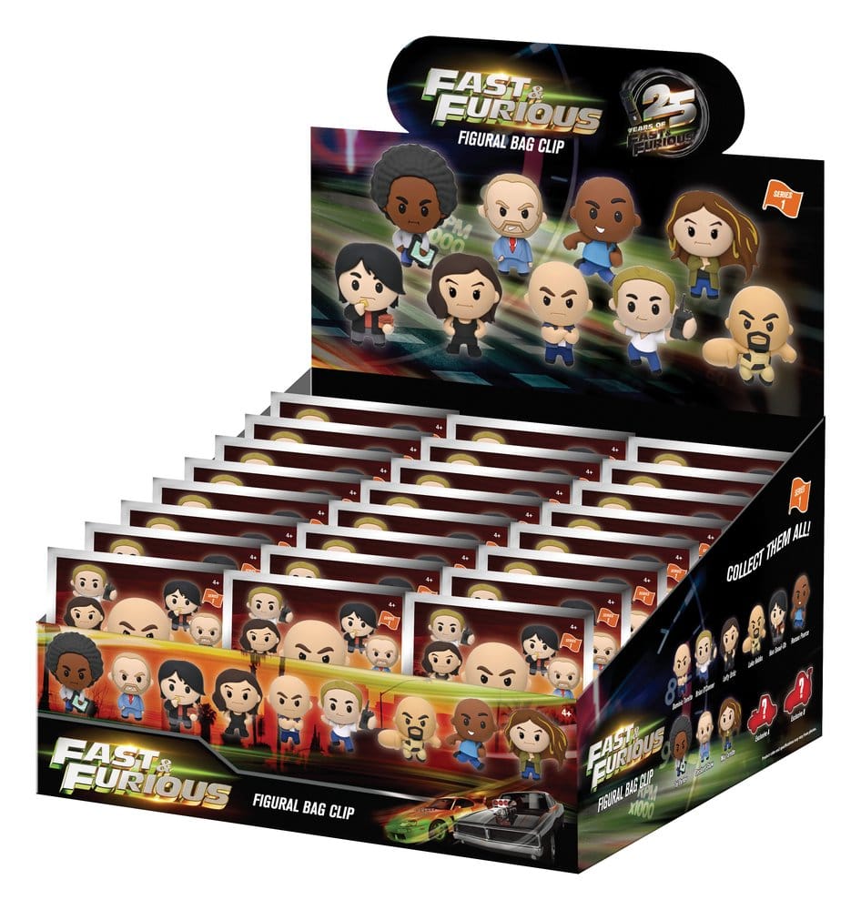Fast & Furious 25th Anniversary 3D PVC-Taschenanhänger Serie 1 Blind Bag Display (24)