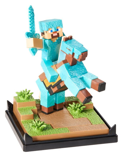 Minecraft Figur Diorama Diamond Armor Steve und Pferd 18 cm