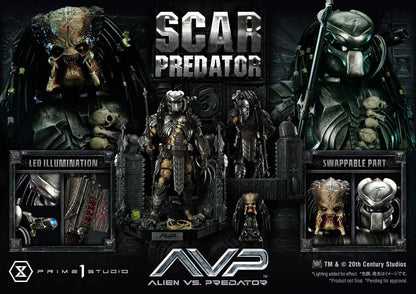 The Alien vs. Predator Museum Masterline Series Statue 1/3 Scar Predator Deluxe Bonus Version 93 cm