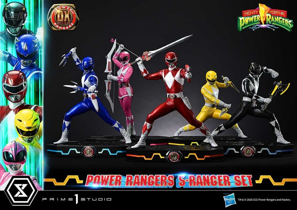 Mighty Morphin Power Rangers Premium Masterline Statuen 5er-Set 1/4 Deluxe Bonus Version 62 cm