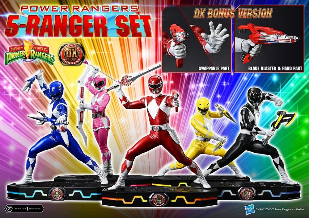 Mighty Morphin Power Rangers Premium Masterline Statuen 5er-Set 1/4 Deluxe Bonus Version 62 cm