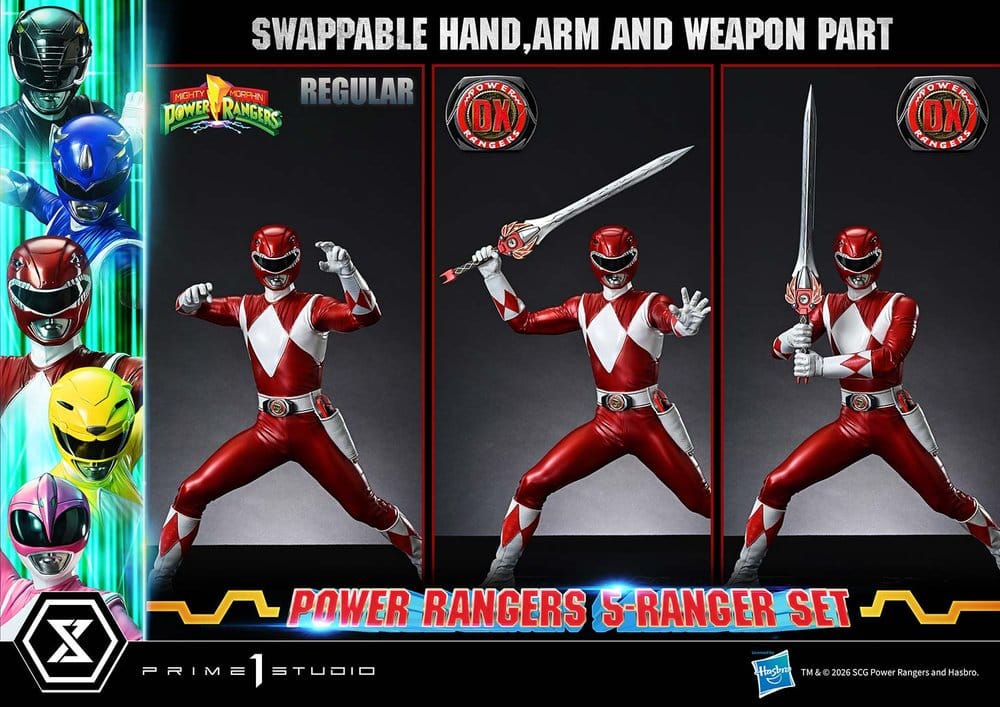 Mighty Morphin Power Rangers Premium Masterline Statuen 5er-Set 1/4 Deluxe Bonus Version 62 cm