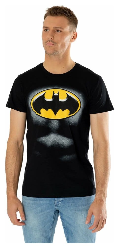 DC Comics T-Shirt Batman Logo Ripped Bevel Größe L