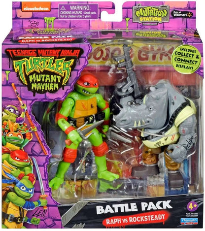 Teenage Mutant Ninja Turtles: Mutant Mayhem Battle Pack Actionfiguren Raphael vs. Rocksteady 11 cm