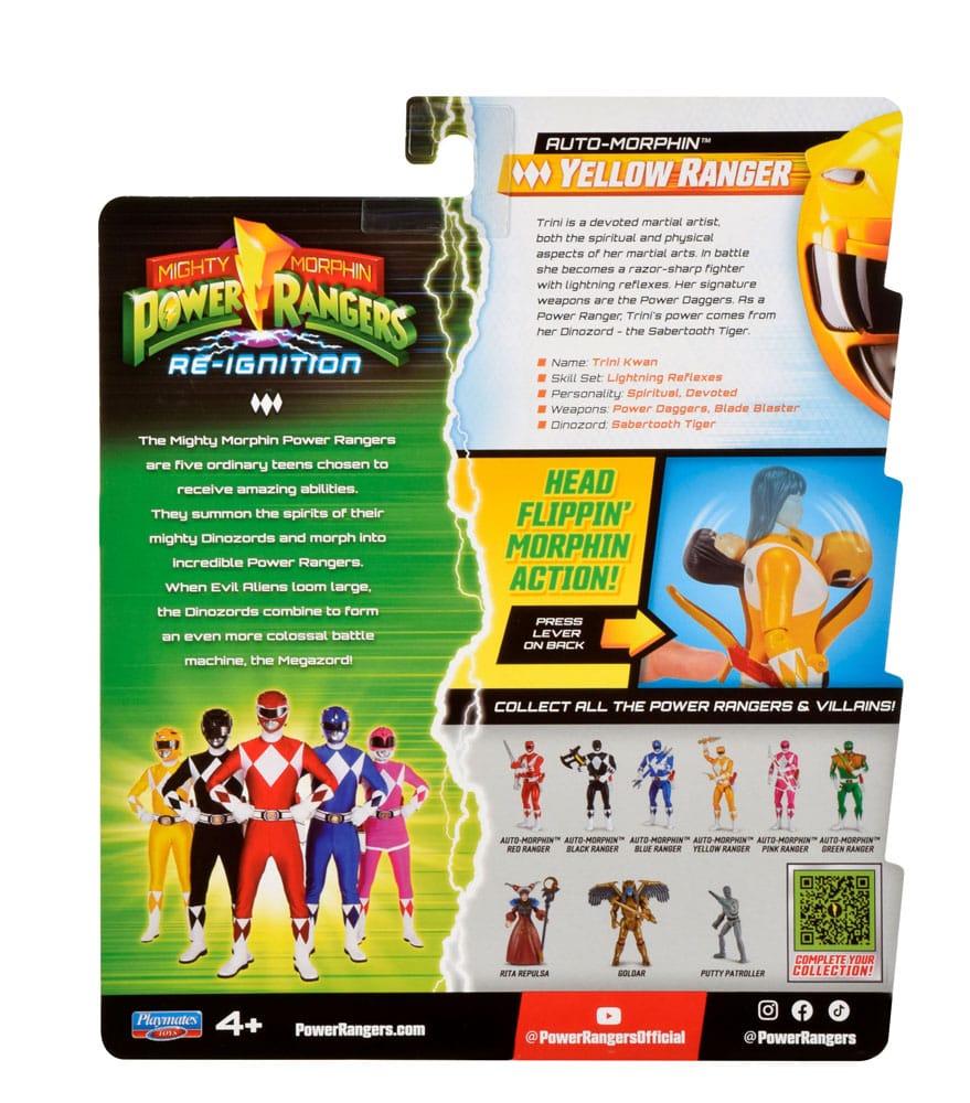 Power Rangers Actionfigur Auto-Morphin Yellow Ranger 12 cm
