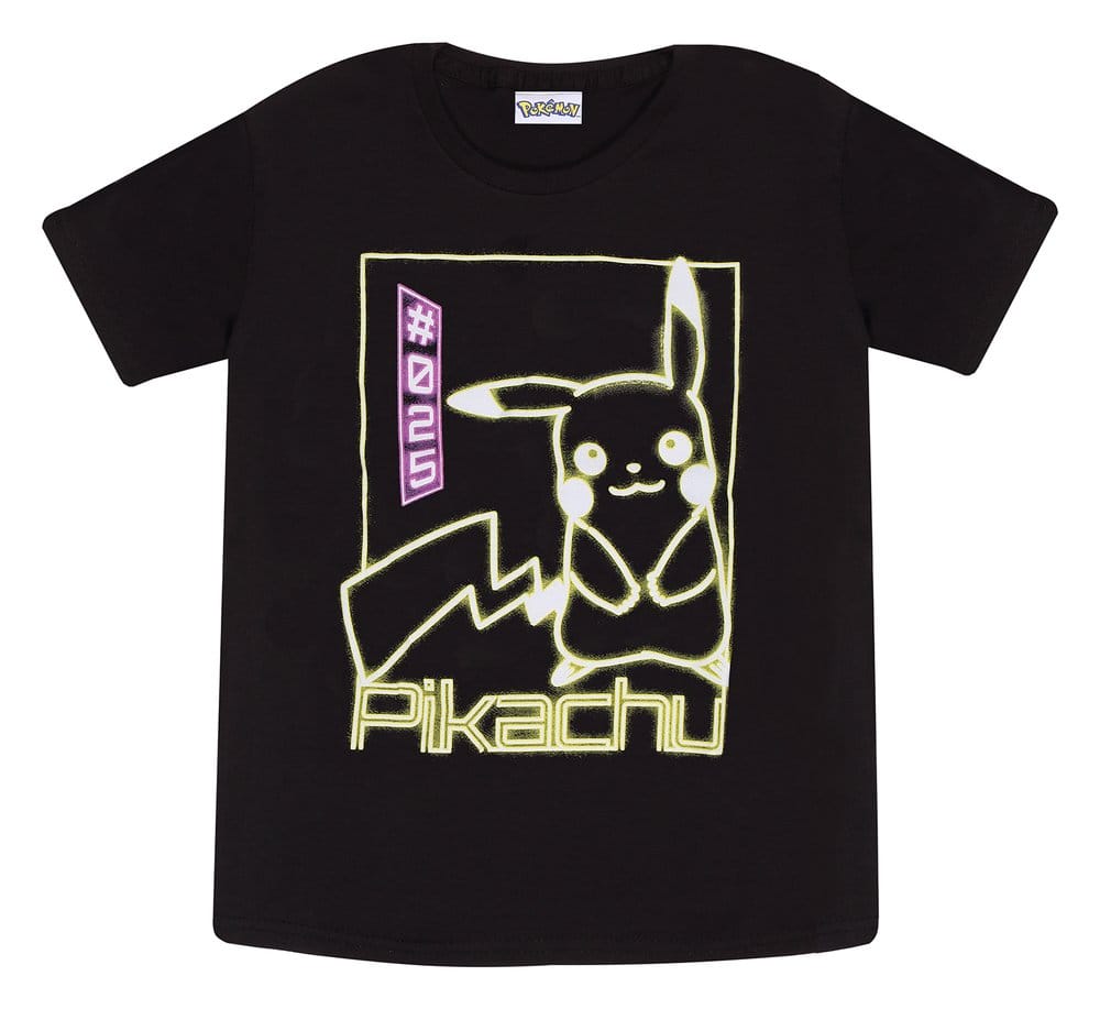 Pokémon T-Shirt Pikachu Neon Black 7-8 Years