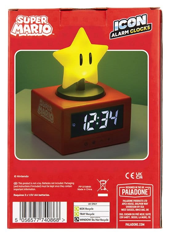 Super Mario Icon Wecker Super Star 15 cm