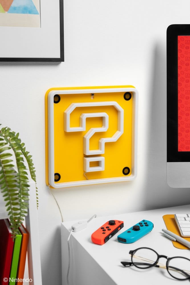 Super Mario LED Neon Wandleuchte Question Block 24 x 24 cm